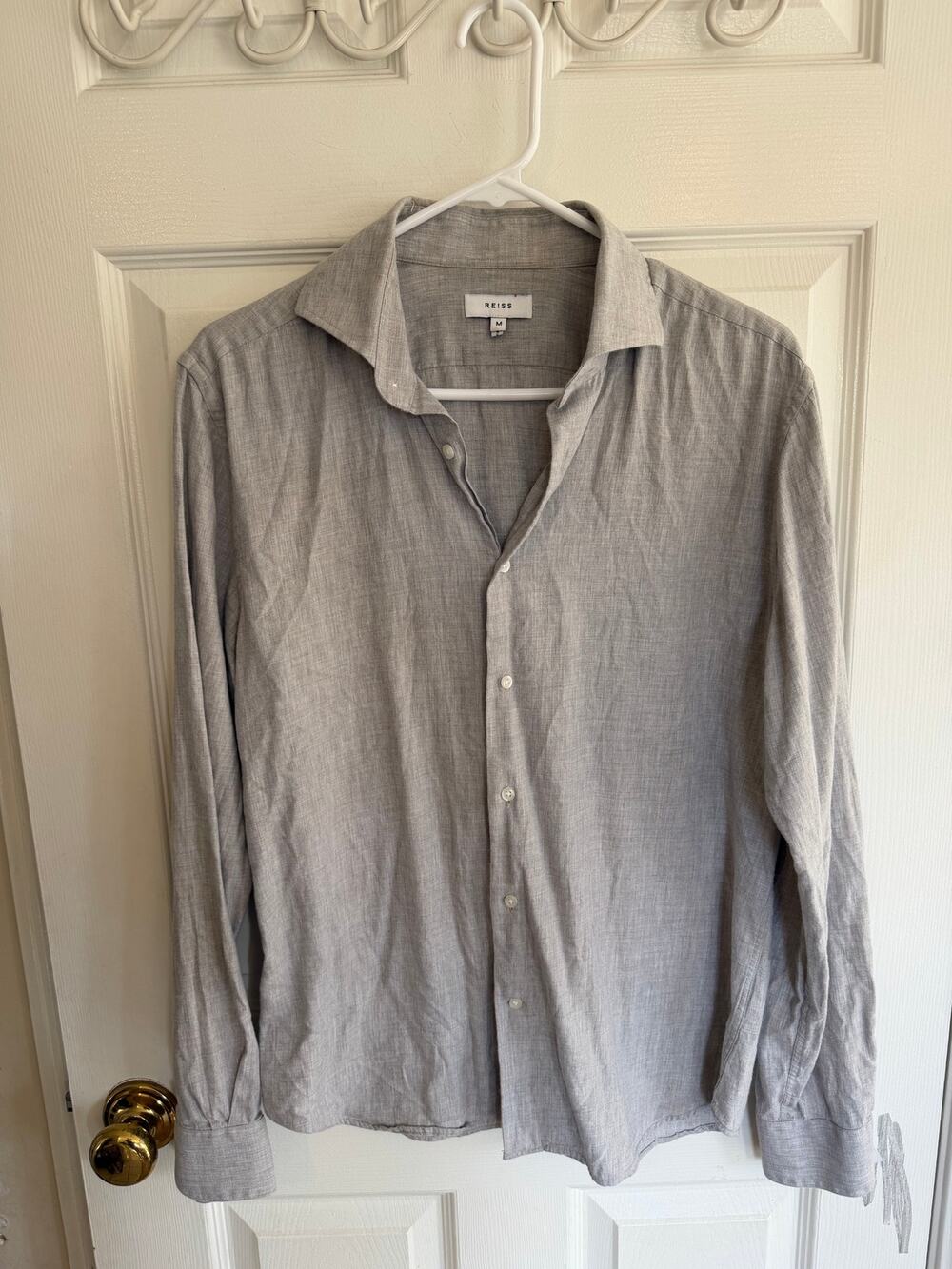 Reiss Mens Button Down Blue Shirt Size M 100% Cotton